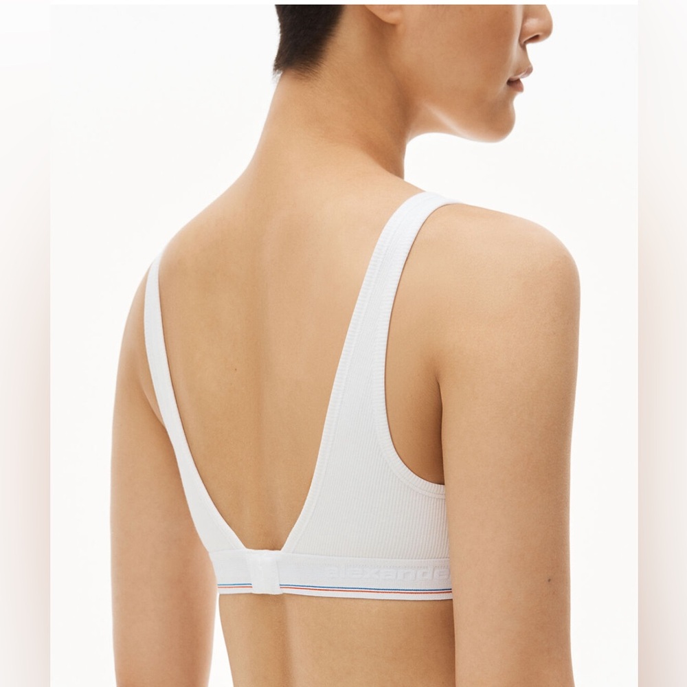 Alexanderwang v-neck bralette in ribbed jersey Large and X- Large white